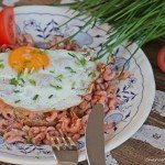 Liebesteller, Halligbrot, Krabben, Spiegelei