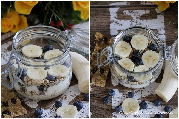 overnight oats, banane, haselnuss