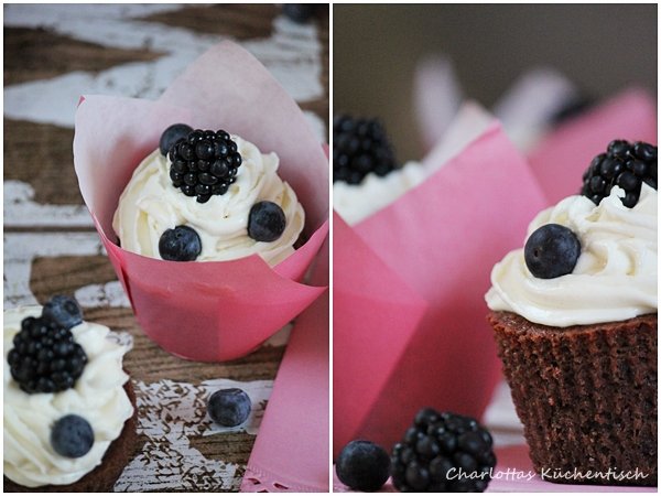 Backen, Rezept, Cupcake, Blaubeeren, Mascarpone, Rotwein, Frosting, Rotweincupcakes