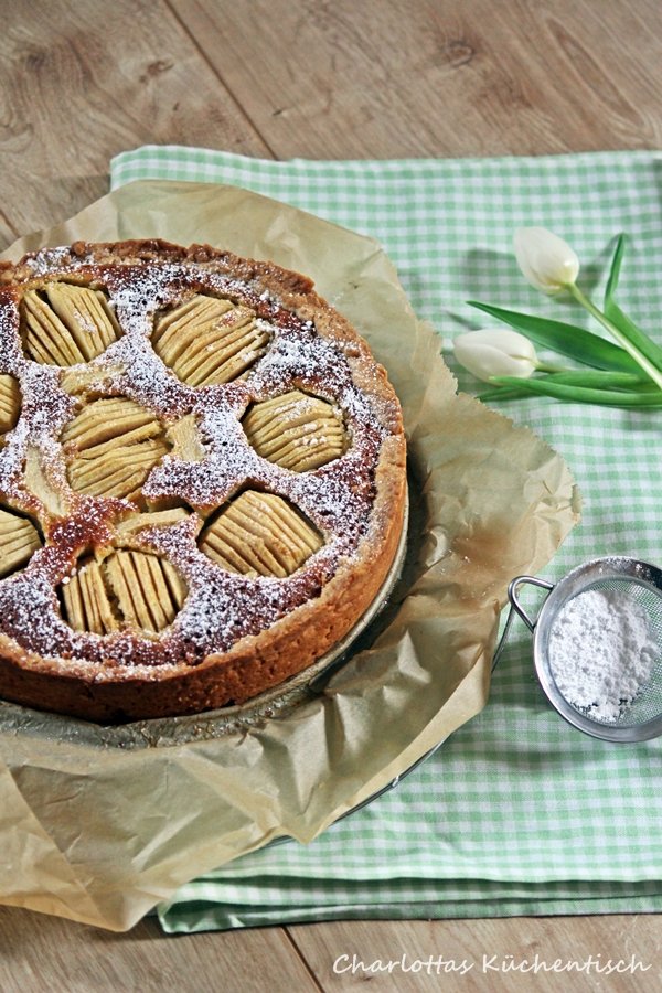 Backen Rezept Apfelkuchen Marzipan