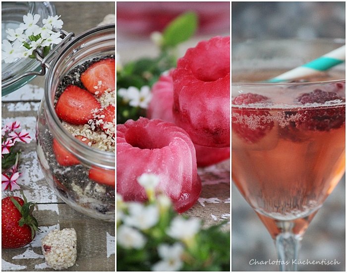 Overnight-Oats, Himbeer-Eiswürfel, Radler-Himbeer-Cocktail, Sommergetränk, Himbeeren