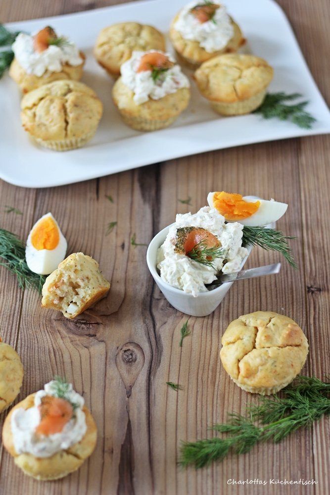 Lachsmuffins, Muffins, herzhafte Muffins, Lachsdip, Dip, Fingerfood, Partyfood, lecker