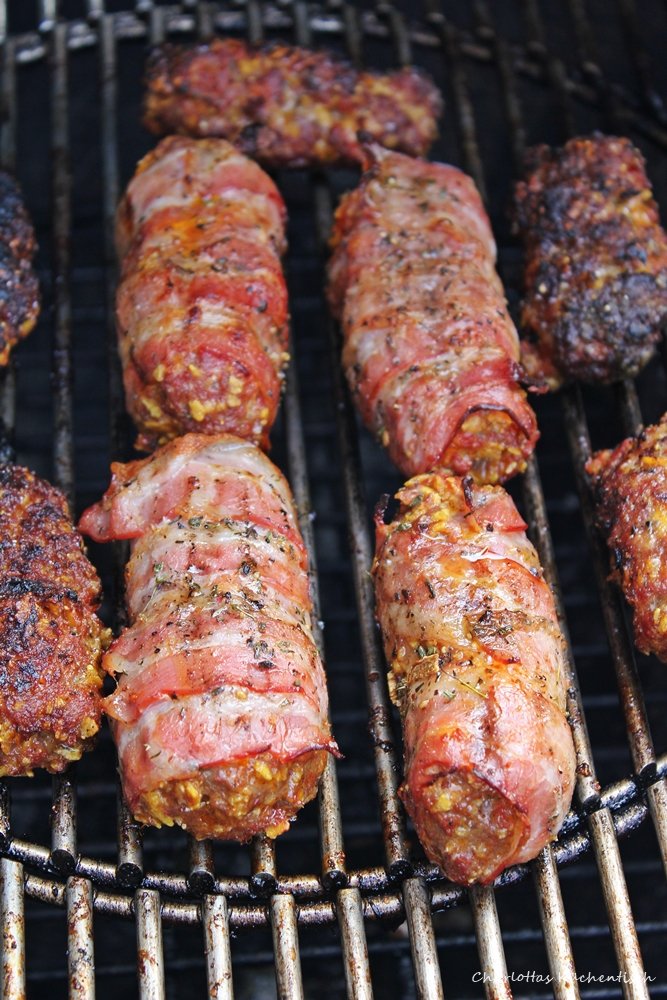 Hackfleisch Tortillia Röllchen mit Bacon und Feta (Grillspaß ...