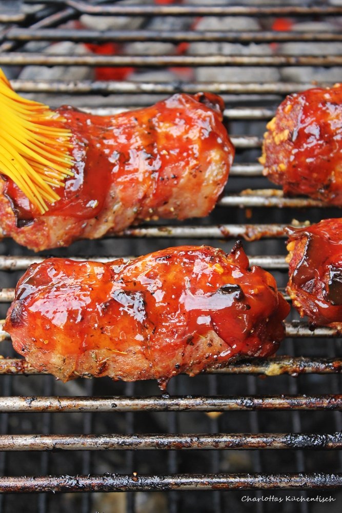 Hackfleisch Tortillia Röllchen mit Bacon und Feta (Grillspaß ...
