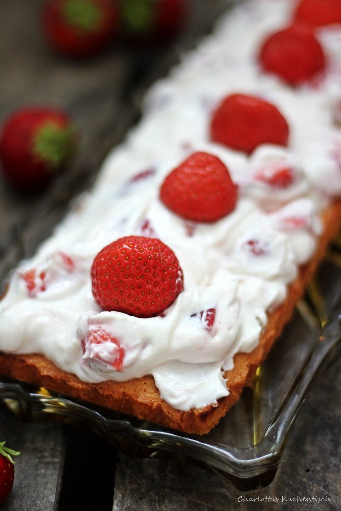 Erdbeer Quark Kuchen, Erdbeeren, schneller Kuchen, Quarkspeise