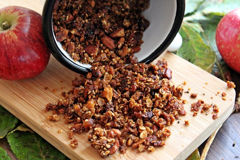 Knuspermüsli, gesundes Frühstück, Gebrannte Mandeln