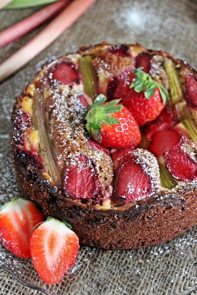 Erdbeer-Rhabarber-Kuchen, Backen, Dinkelmehl, lecker, Rezept